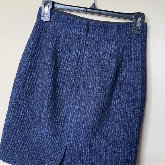 Ann Taylor Blue Black Textured Straight Skirt Stretch - Picture 4 of 6